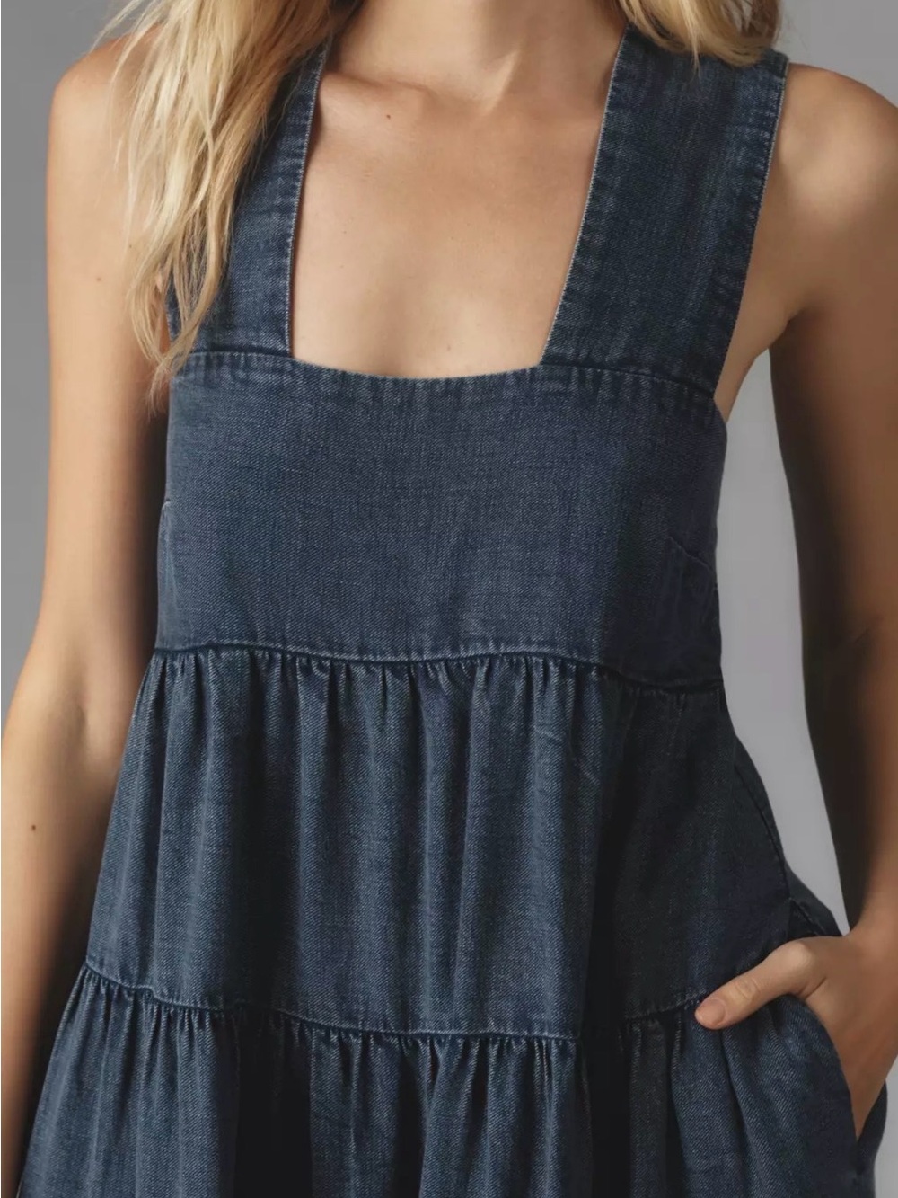 The Helena Square-neck tiered midi dress - Picture 2 of 5